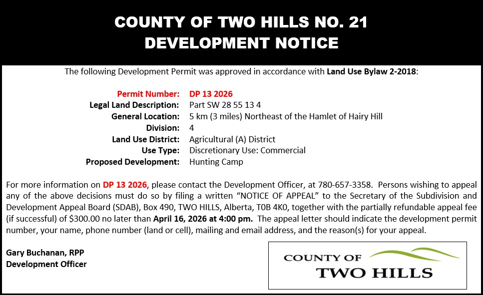 Development Permit 13 2026 — Part SW-28-55-13-4; hunting camp