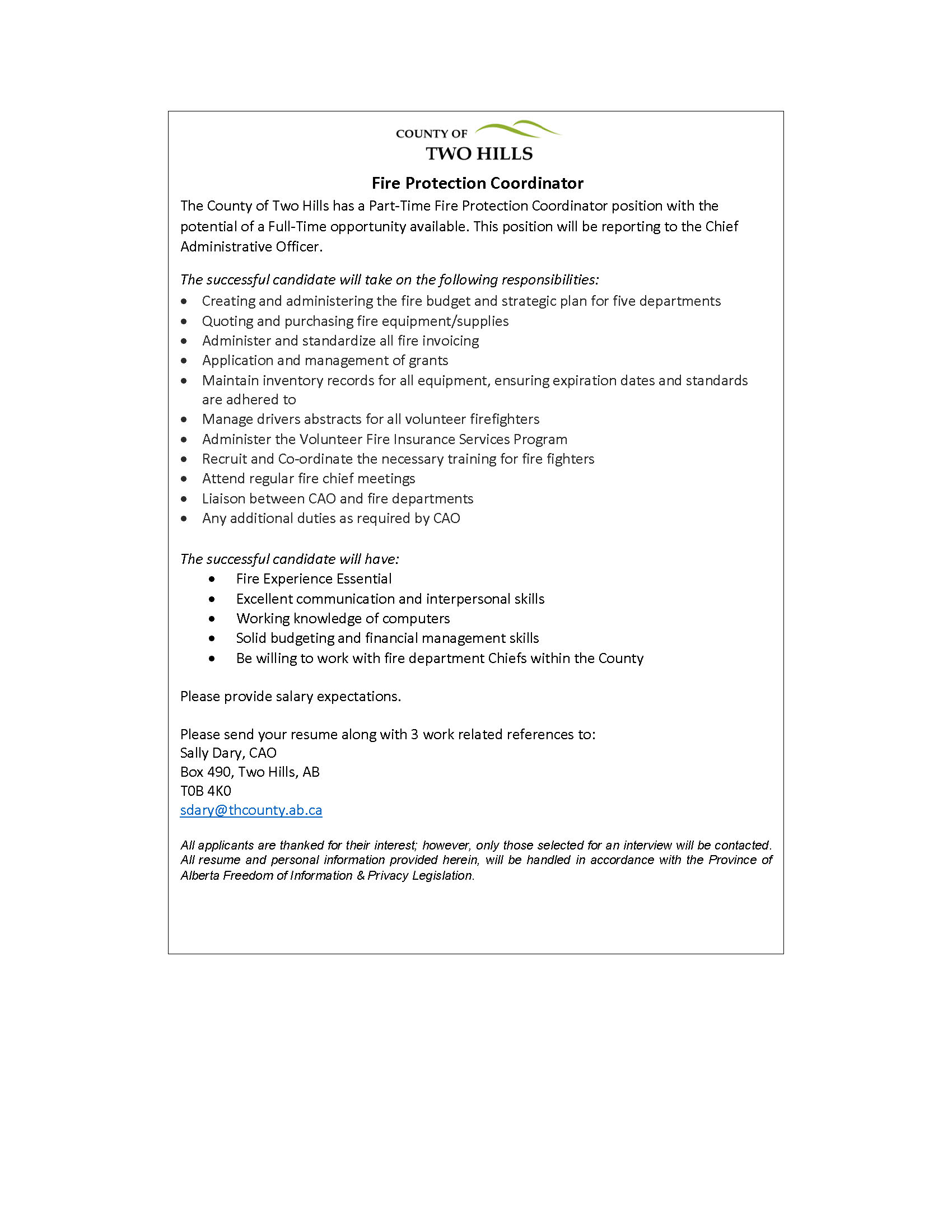 2025 Assistant CAO position
