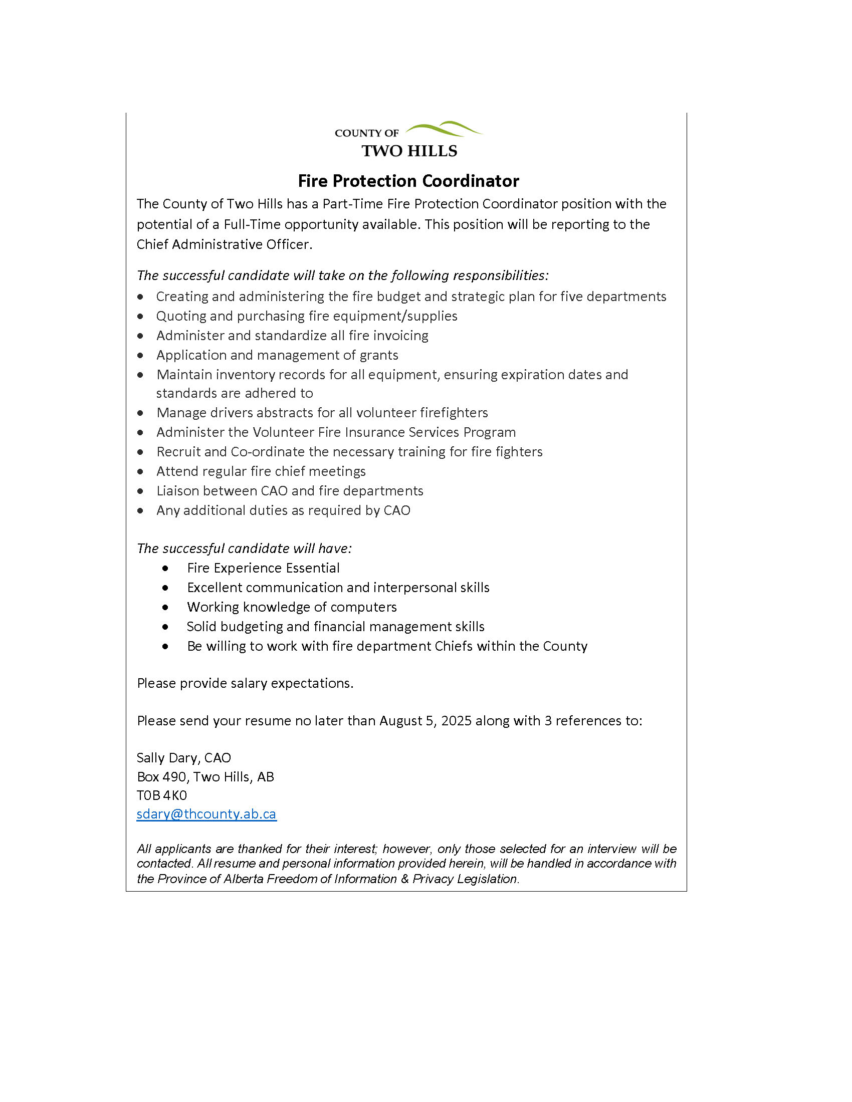 Fire Protection Coordinator 2025 July