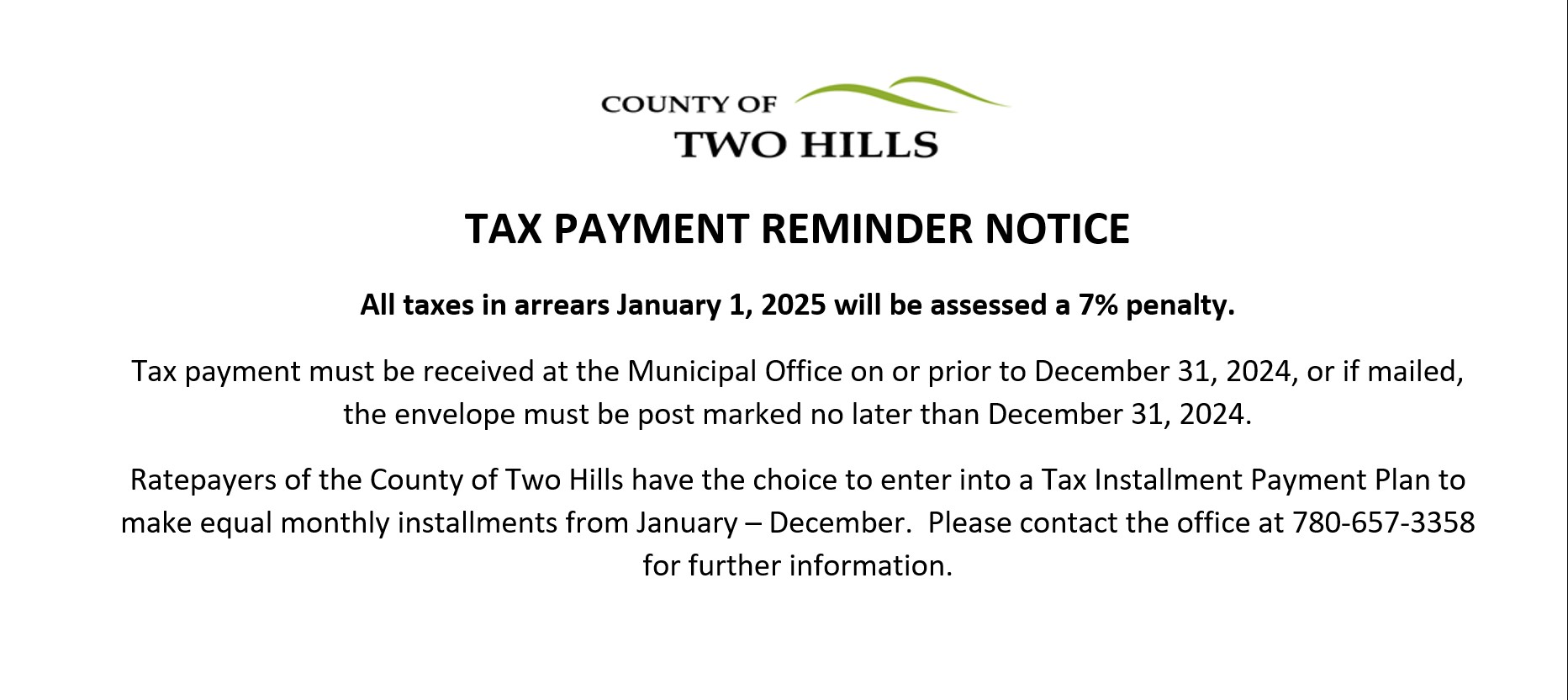 Tax Payment Reminder Notice