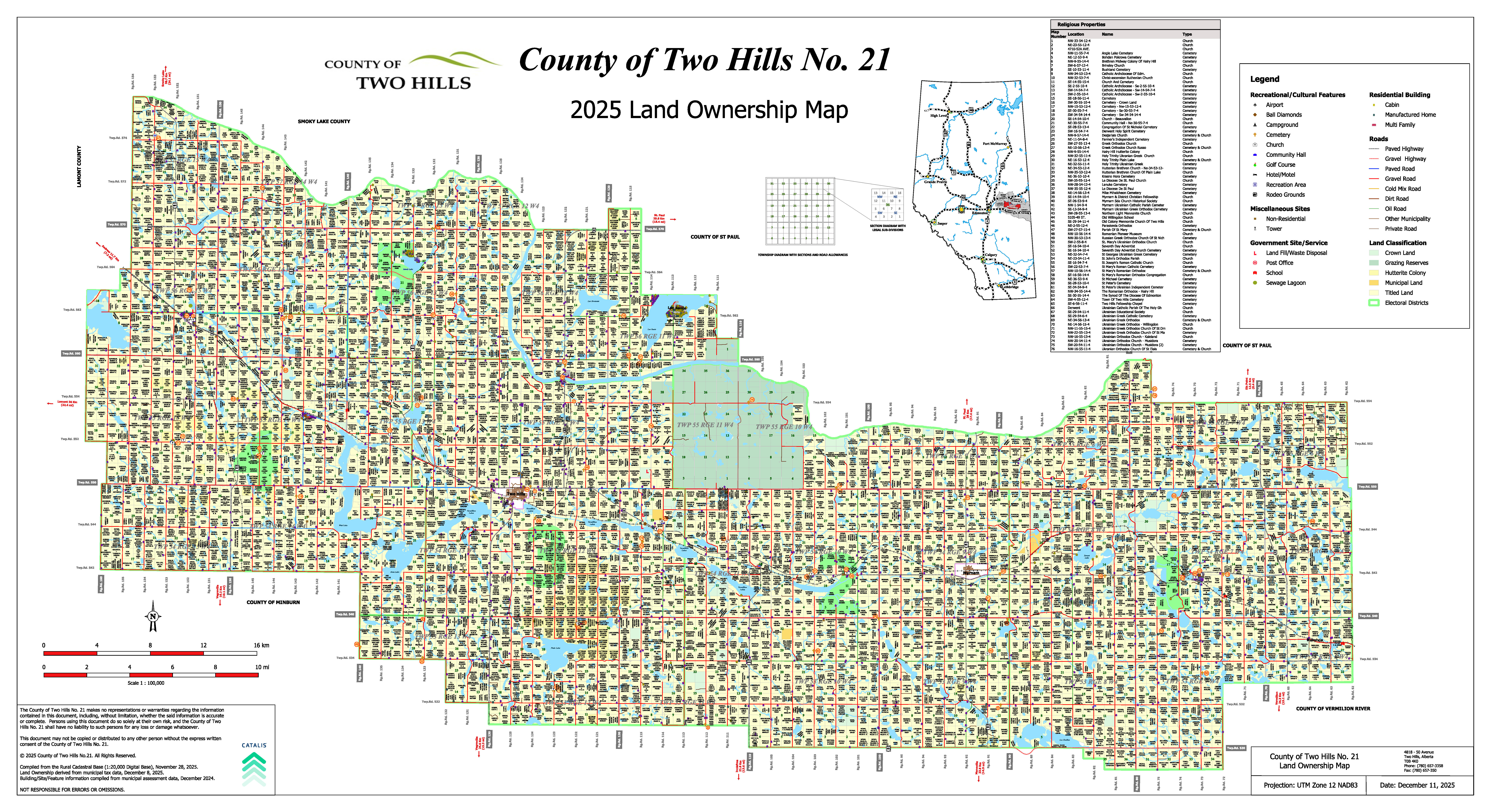 County of Two Hills Land Ownership Map - Fall 2025